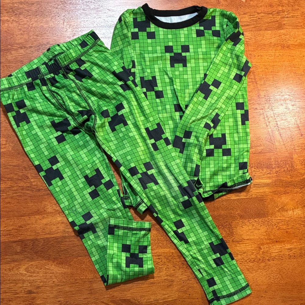 Green Minecraft Kids Pajamas